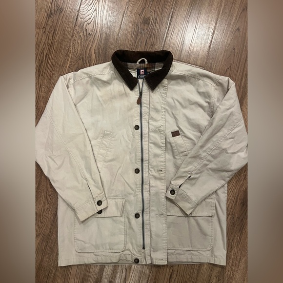 Vintage 90s Chaps Ralph Lauren Barn Jacket XL Corduroy Collar Utility Coat - Picture 1 of 7